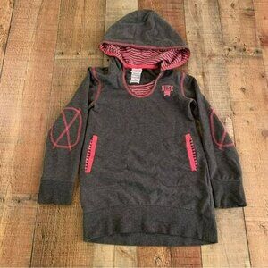 Nike girls long sleeve hooded top in gray and pink -S